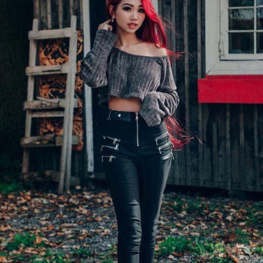 Lychee the Label Viola Pleather Belt Zipper Detail Pants
